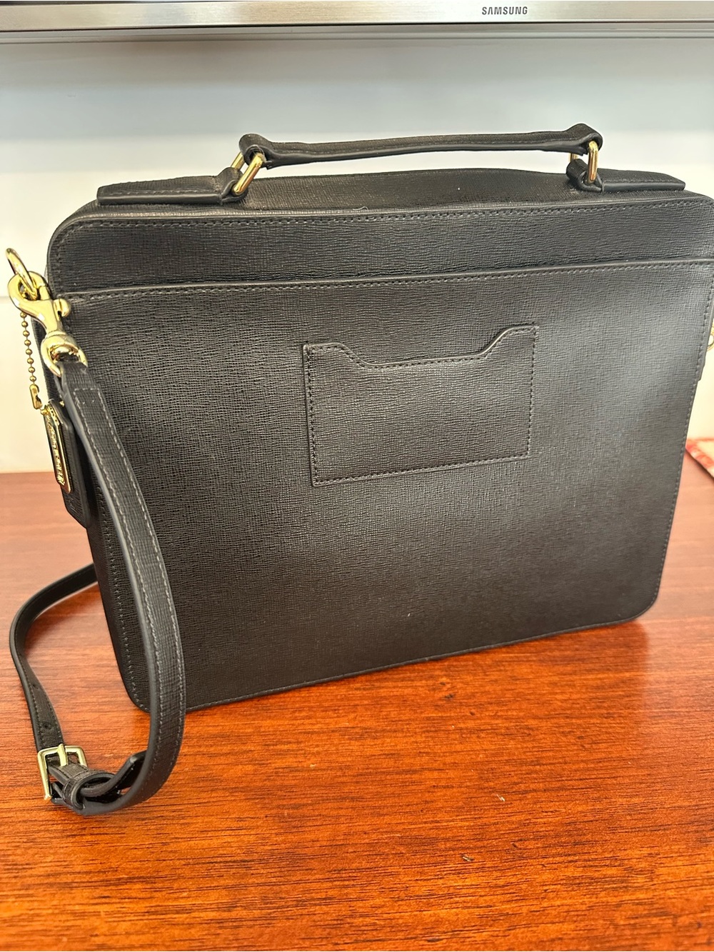 Coach Black Leather Top-Handle Messenger Crossbody - Picture 2 of 8